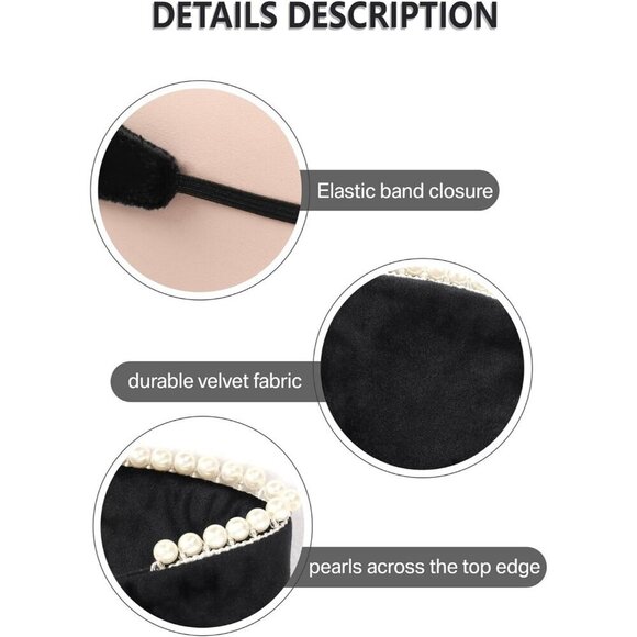 Velvet Pearl Tudor French Hood Gothic Halloween Hair Accessory Reversible main image 4